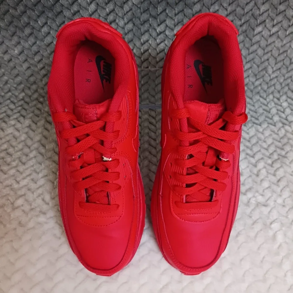 Nike Air Max 90 Leather GS University Red Sneakers Shoes Size 6Y Women's 7.5